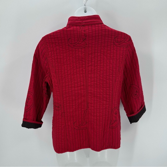 Chicos Jacket Womens 0 US Sz S 4 Red Paisley Quilted Cotton Buttons READ - Picture 3 of 11
